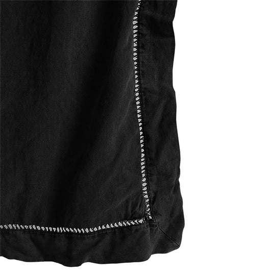 Embroidered Edge Pure Black 100% Pure Linen | Linen Cotton Mix | 3 Piece Duvet Cover Set | 4 Piece Sheet Set | Handmade | Pre-washed | Soft