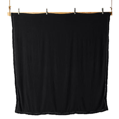 Embroidered Edge Pure Black 100% Pure Linen | Linen Cotton Mix | 3 Piece Duvet Cover Set | 4 Piece Sheet Set | Handmade | Pre-washed | Soft