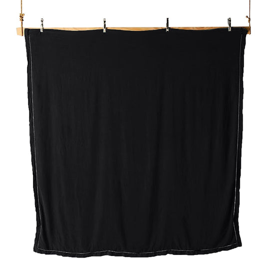Embroidered Edge Pure Black 100% Pure Linen | Linen Cotton Mix | 3 Piece Duvet Cover Set | 4 Piece Sheet Set | Handmade | Pre-washed | Soft