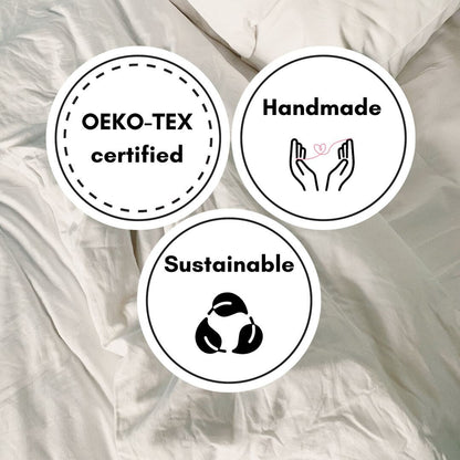 Embroidered Edge Light Grey 100% Pure Linen | Linen Cotton Mix | 3 Piece Duvet Cover Set | 4 Piece Sheet Set | Handmade | Pre-washed | Soft